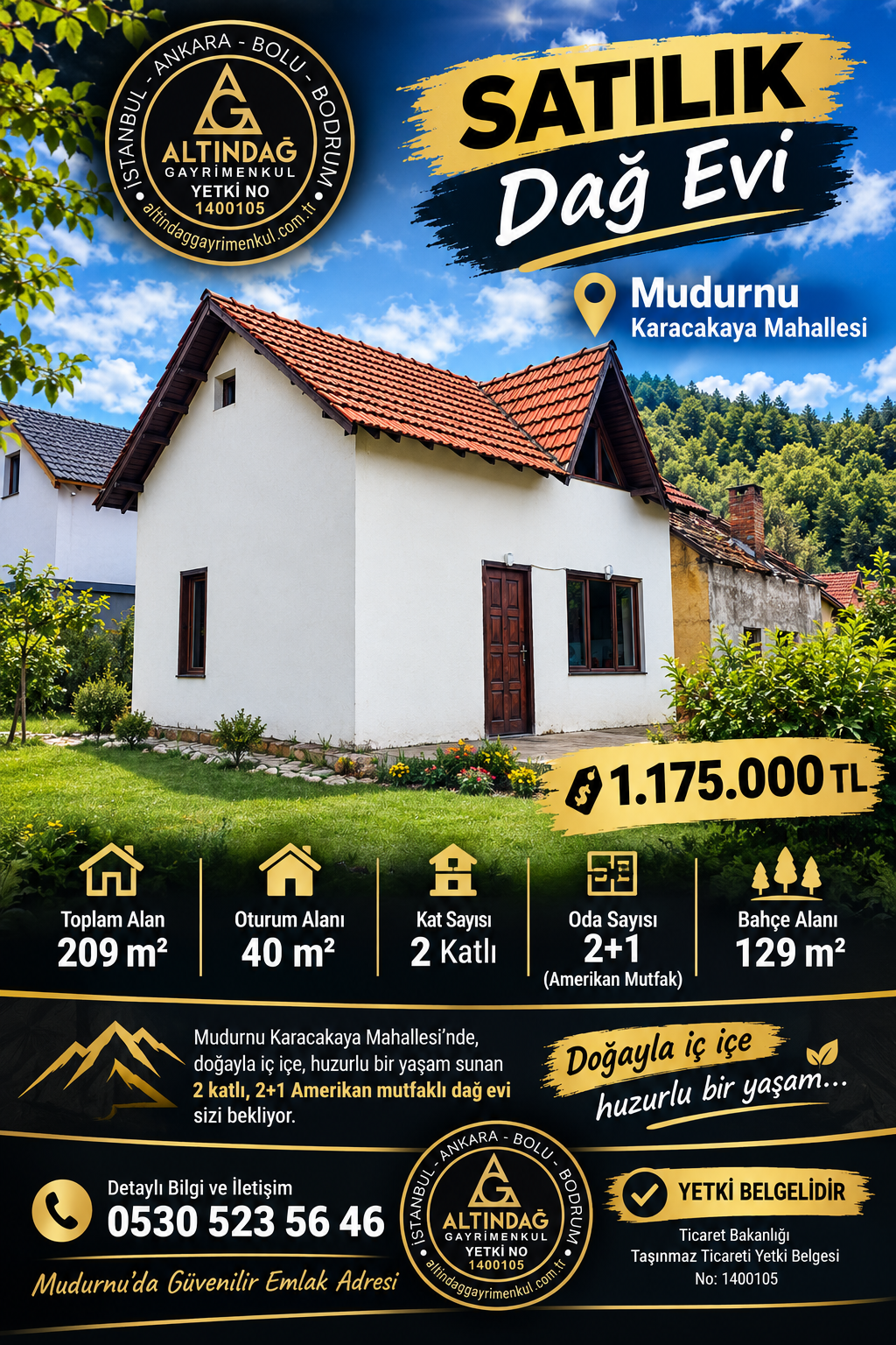 Mudurnu Karacakaya Mah.de Bahçeli Dağ Evi