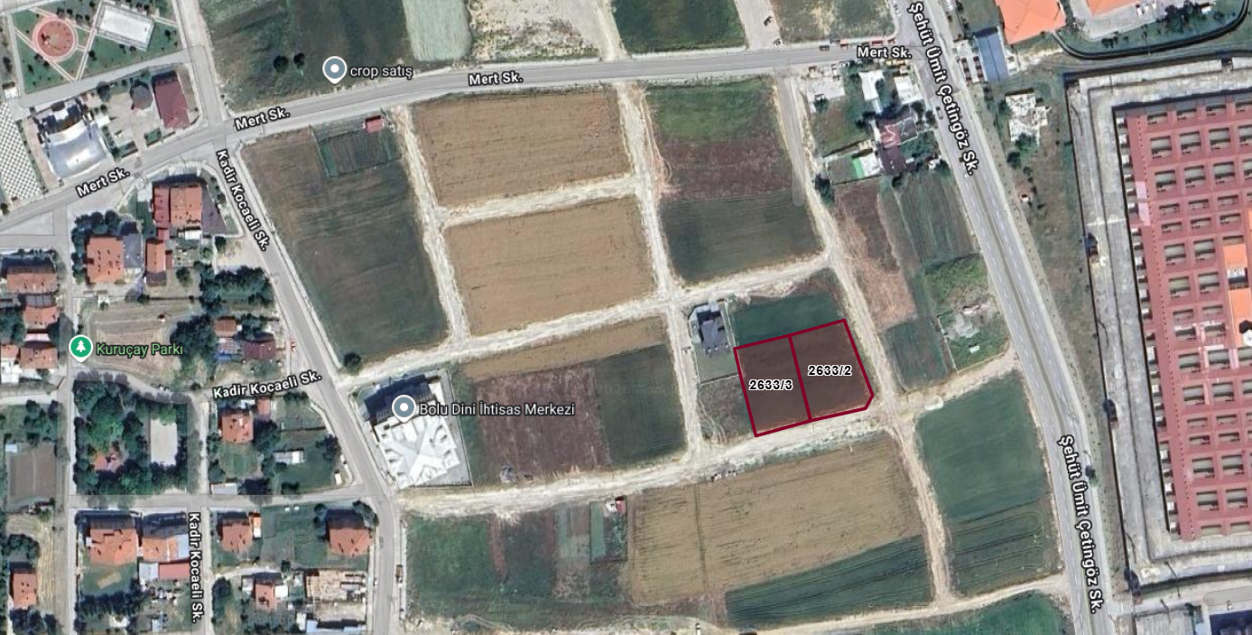 BOLU ÇIKINLAR MH.DE İMARLI KÖŞE PARSEL SATILIK ARSA (2 PARSEL)