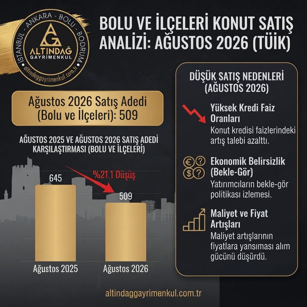 AĞUSTOS 2026 TUIK BOLU GAYRİMENKUL SATIŞ ORANLARI